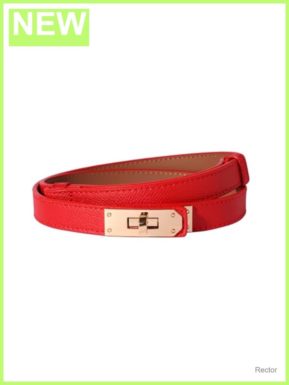 Women's Skinny Leather Belt Adjustable Waistband Turn Lock Buckle